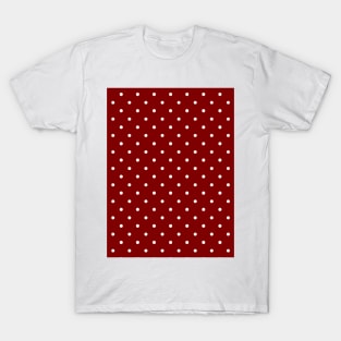 Large White Polka Dots On Dark Christmas Candy Apple Red T-Shirt